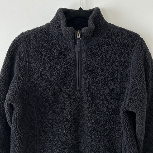 Lands End Black Sherpa Fleece Half Zip Pullover - Picture 2 of 16